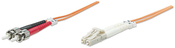 Intellinet Fiber Optic Patch Cable - OM1 - LC/ST - 10m - Orange - Duplex - Multimode - 62.5/125 µm - LSZH - Fibre - Lifetime Warranty - Polybag - 10 m - OM1 - LC - ST