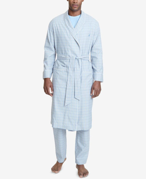 Men's Windowpane Plaid Cotton Robe