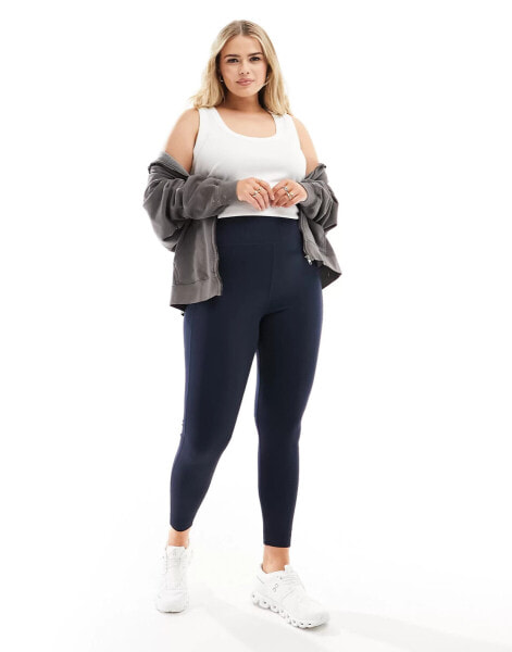 ASOS 4505 CurveIcon running tie waist gym legging with phone pocket in navy