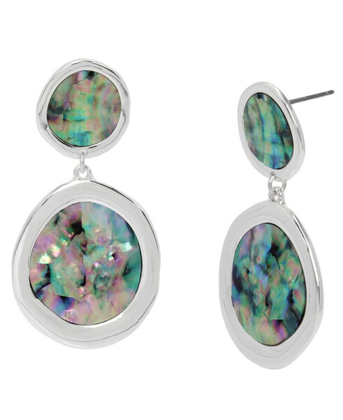 Abalone Round Double Drop Earrings