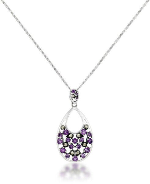 Macy's pave Amethyst Teardrop Pendant and a Curb Chain