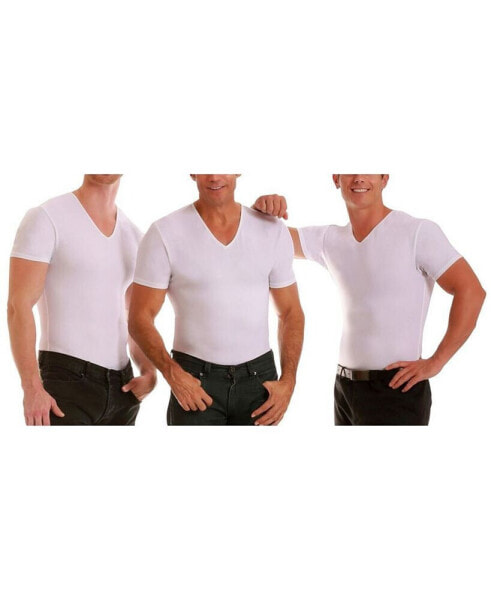 Insta Slim Men's 3 Pack Compression Short Sleeve V-Neck T-Shirts