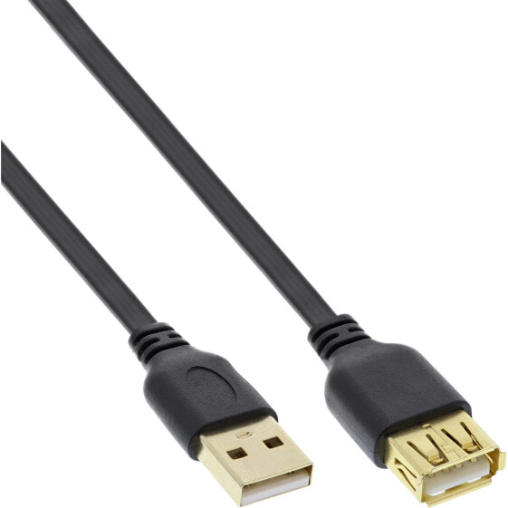 InLine USB 2.0 Flat Cable Type A male / female gold plated black 1.5m