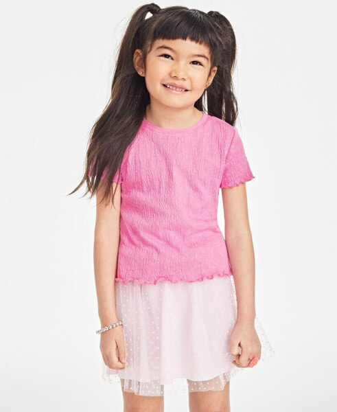 Little Girls Solid-Color Textured T-Shirt, Created for Macy's