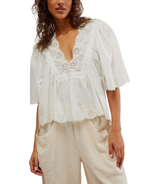 Women's Costa Eyelet Embroidered Cotton Top