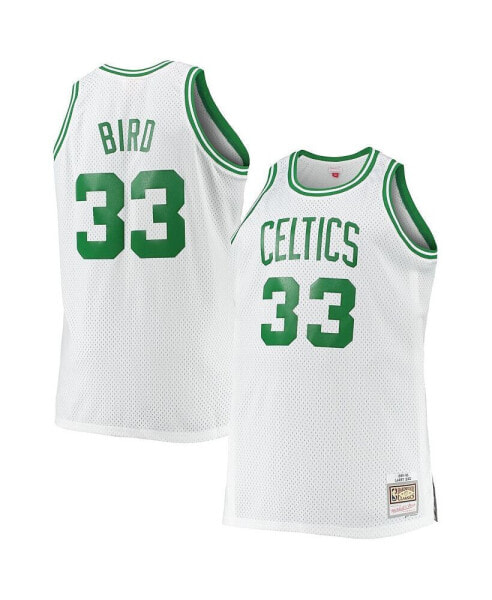 Men's Larry Bird White Boston Celtics Big and Tall 1985-86 Hardwood Classics Swingman Jersey