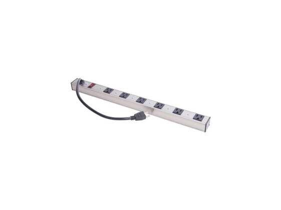 Inland 6 Outlets Aluminum Power Strip, 3.0 Feet Power Cord, Lighted Reset Switch