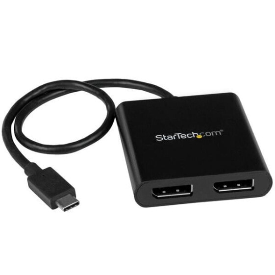 StarTech.com USB-C to Dual DisplayPort 1.2 Adapter - USB Type-C Multi-Monitor MST Hub - Dual 4K 30Hz/1080p 60Hz DP Laptop Display Extender / Splitter - Extra-Long Built-In Cable - Windows Only - USB Type-C - DisplayPort output - 3840 x 2160 pixels