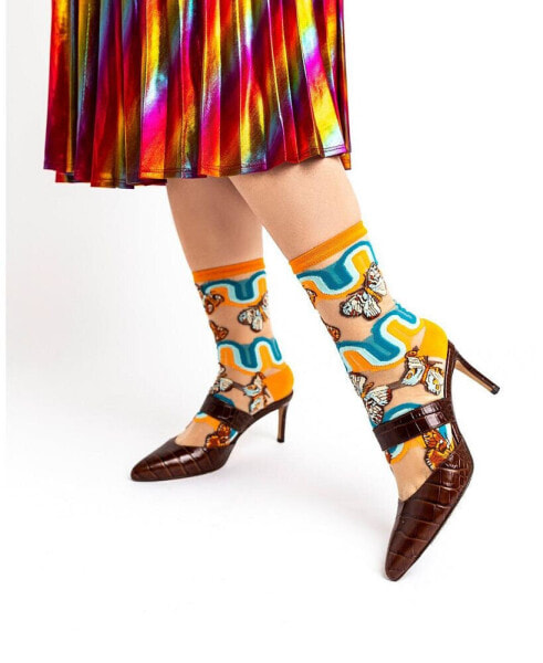 Women's 70s Rainbow Butterfly Sheer Sock