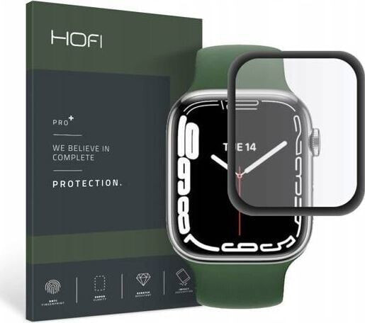 Стеклянное гибридное стекло Hofi Hybrid Pro+ для Apple Watch 7, 41 мм, черное Hofi Glass