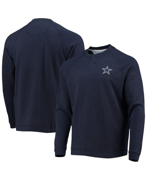 Men's Navy Dallas Cowboys Sunset Slub Raglan Henley Long Sleeve T-shirt