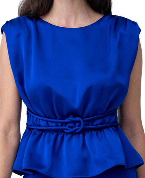 Women's Belted Peplum Top