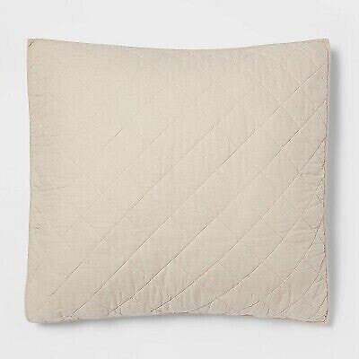 Euro Diamond Stitch Cotton Linen Quilt Sham Khaki - Threshold