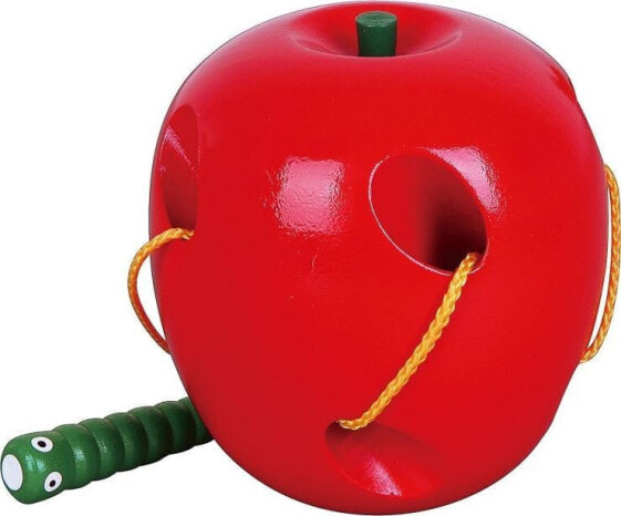 Игрушка для развития моторики рук Viga Простая шнуровка Весёлый червячок в яблочке