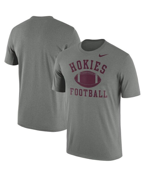 Men's Heather Gray Virginia Tech Hokies Legend Football Arch Performance T-shirt