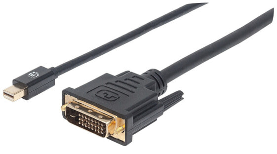 Manhattan Mini DisplayPort 1.2a to DVI-D 24+1 Cable - 1080p@60Hz - 1.8m - Male to Male - Compatible with DVD-D - Black - Lifetime Warranty - Polybag - 1.8 m - Mini DisplayPort - DVI-D - Male - Male - Straight