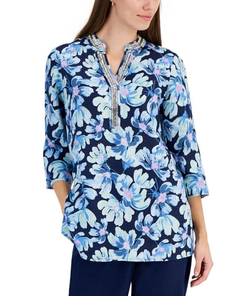 Women's 100% Linen Morning Bloom Tunic, Created for Macy's