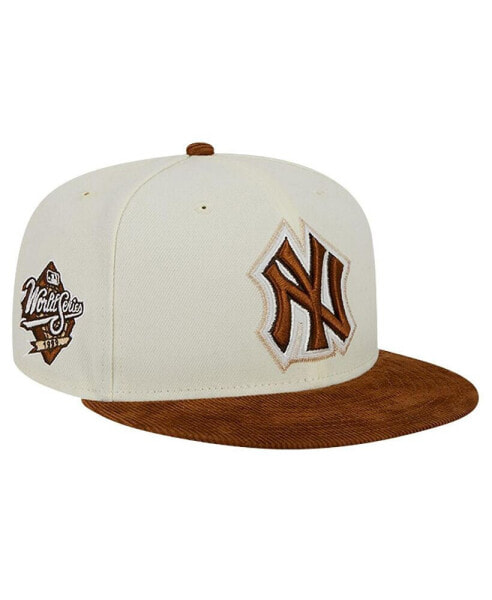 Men's Cream New York Yankees Chrome Corduroy Visor 59FIFTY Fitted Hat