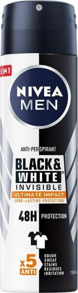 Дезодорант Nivea Men BLACK& WHITE INVISIBLE Ultimate Impact 5в1 спрей 150 мл