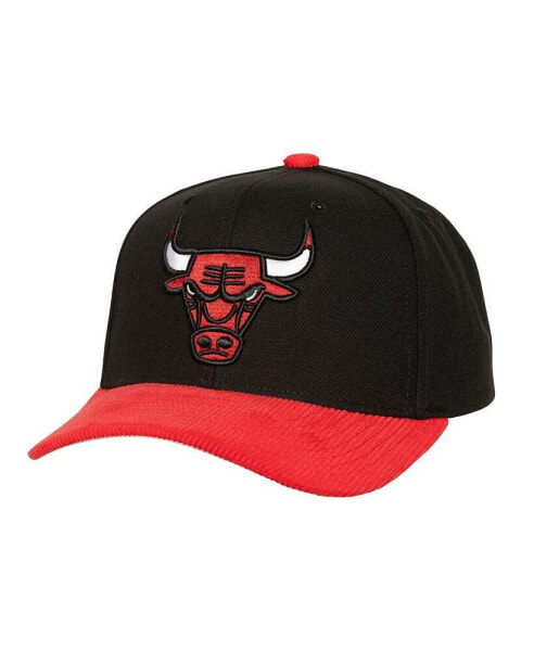 Men's Black Distressed Chicago Bulls Corduroy Pro Crown Adjustable Hat