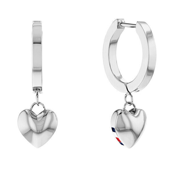 Серьги Tommy Hilfiger Steel Hoop Hanging Heart