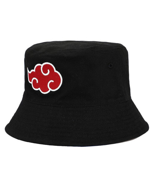 Men's Anime Reversible Akatsuki & Hidden Leaf Village Symbol Unisex Black Bucket Hat