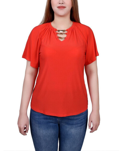 Raglan Sleeve Top with Chain Details