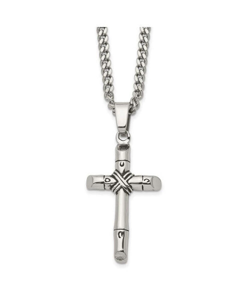 Antiqued Reversible Cross Pendant Curb Chain Necklace