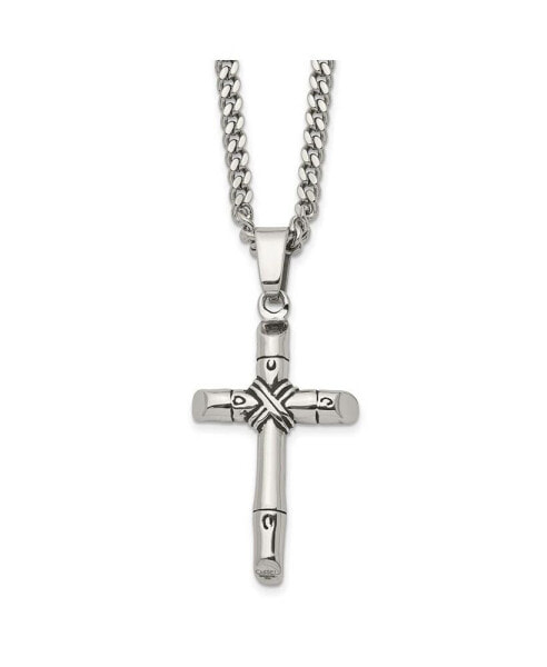 Chisel antiqued Reversible Cross Pendant Curb Chain Necklace