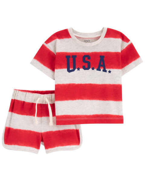 Baby 2-Piece USA Striped Outfit Set NB