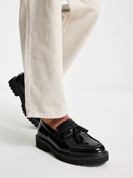 ASOS DESIGN tassel loafers in black faux leather