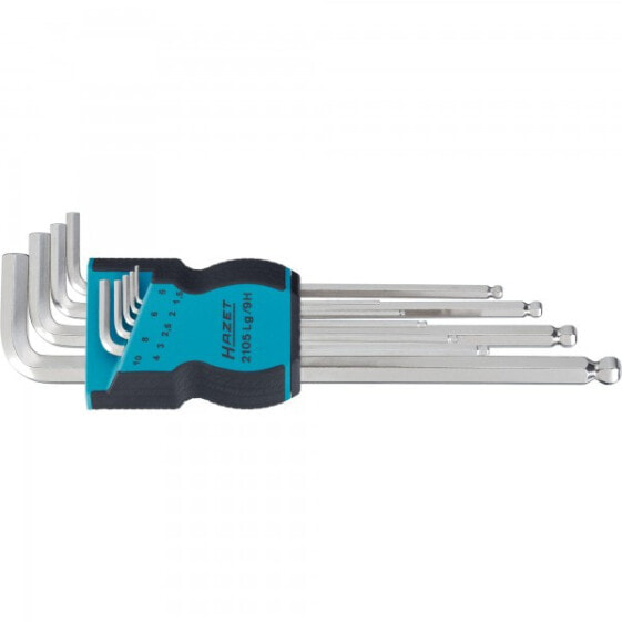 HAZET 2105LG/9H - L-shaped hex key set - Metric - 9 pc(s) - 1.5,10 mm - 430 g