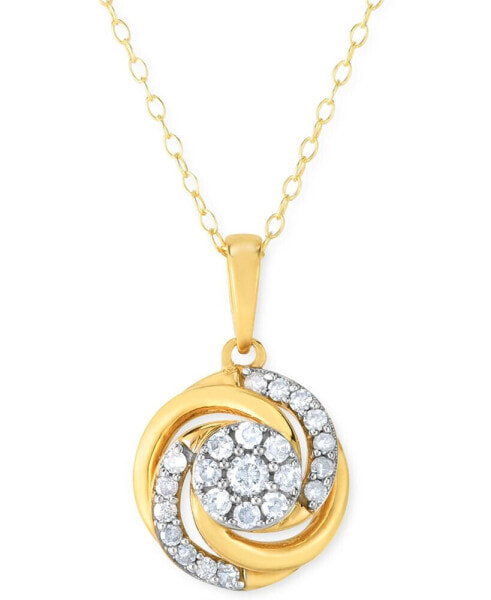 Diamond Love Knot 18" Pendant Necklace (1/4 ct. t.w.) in 14k Gold-Plated Sterling Silver