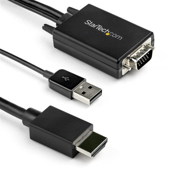 StarTech.com 2m VGA to HDMI Converter Cable with USB Audio Support & Power - Analog to Digital Video Adapter Cable to connect a VGA PC to HDMI Display - 1080p Male to Male Monitor Cable - 2 m - USB Type-A + VGA (D-Sub) - HDMI Type A (Standard) - Male - Male - Straight
