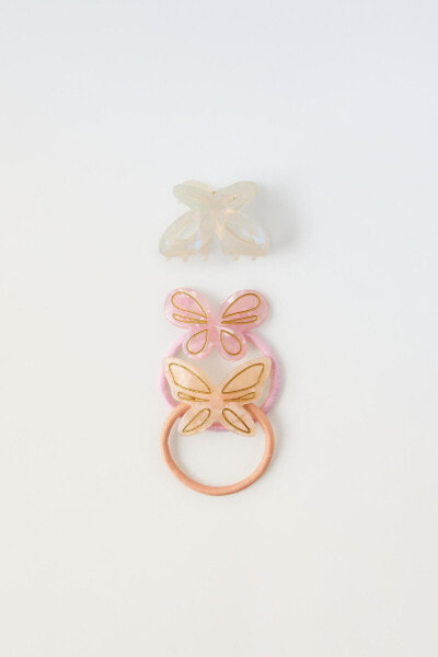 Butterfly hair clip and hair tie pack