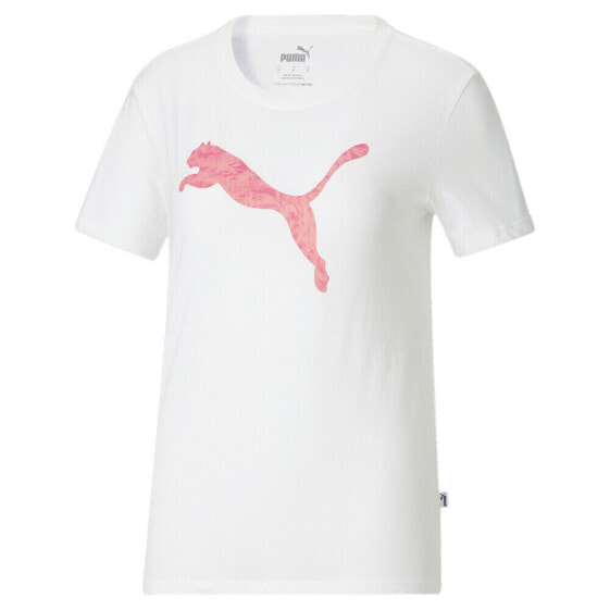 Puma Power Fill Cat Logo Crew Neck Short Sleeve T-Shirt Womens White Casual Tops
