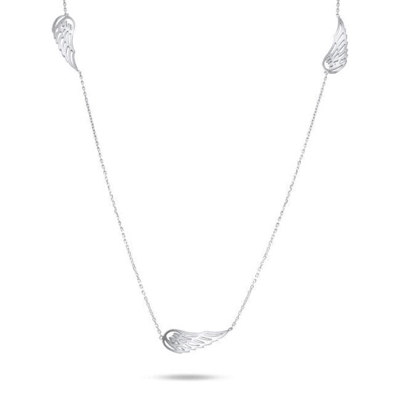 Playful necklace made of white gold with angel wings NCL067AUW