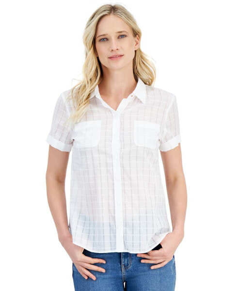 Women's Cotton Dobby Short-Sleeve Camp Shirt