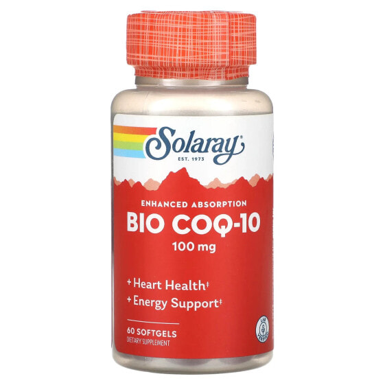 Solaray, Bio COQ-10, улучшенное усвоение, 100 мг, 60 мягких таблеток