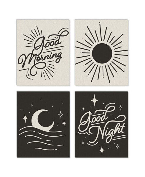 Good Morning Good Night - Unframed Paper Wall Art - Set of 4 Artisms - 8 x 10 in