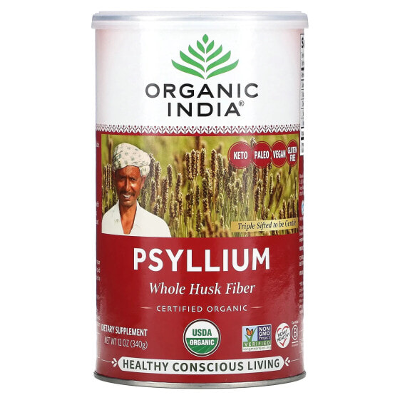 Клетчатка Psyllium, Whole Husk Fiber, 12 унций (340 г) Organic India