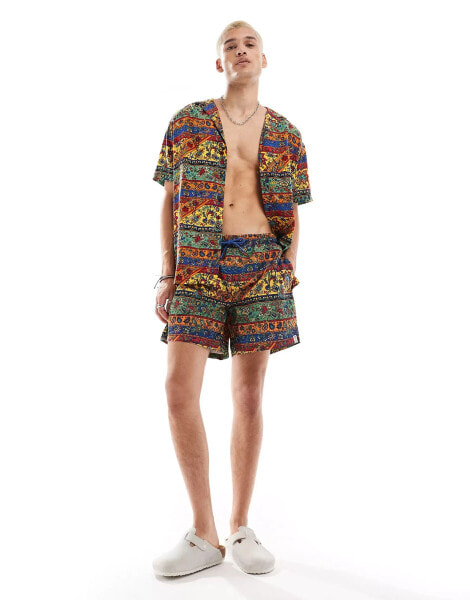 Hunky Trunks paisley swim shorts co ord in multi