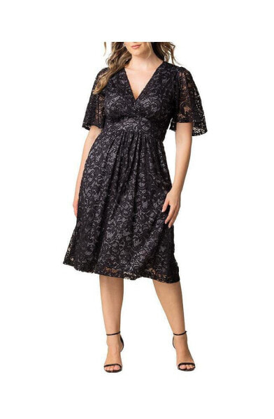 Plus Size Starry Sequined Lace Cocktail Dress