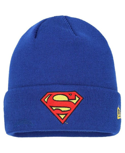 Men's and Women's Blue Superman Cuffed Knit Hat