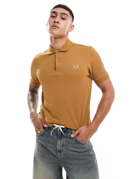 Fred Perry polo shirt in caramel brown