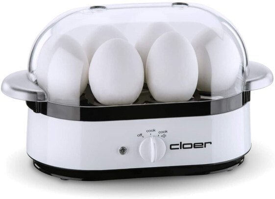 Яйцеварка Cloer 6081 с индикатором готовности и акустическим сообщением выполнено из пластика, белая