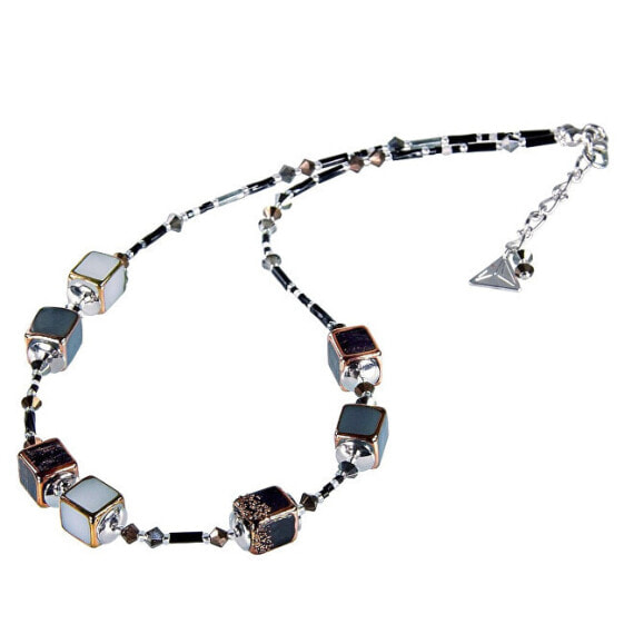 Elegant Clear Night necklace made of Lampglas NCU25 pearls