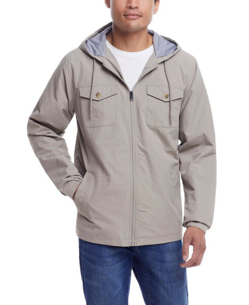 Men's Nylon Zip Front Hooded Jacket