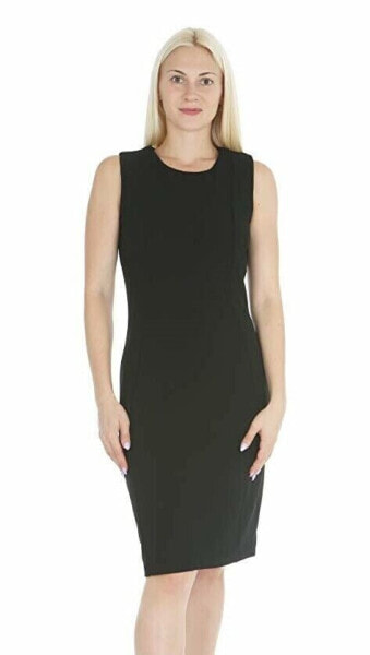 Marina 157859 Women's Sleeveless Crepe Dress Bodycon Crew Neck Black Sz. 10