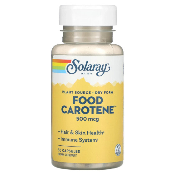 Витамин А Solaray Food Carotene, 500 мкг, 30 капсул